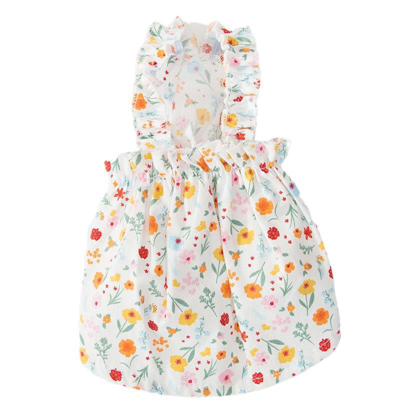 KFX-3697853 Floral Cotton Cat Halter Vest Skirt - Princess Style, Multiple Sizes Available