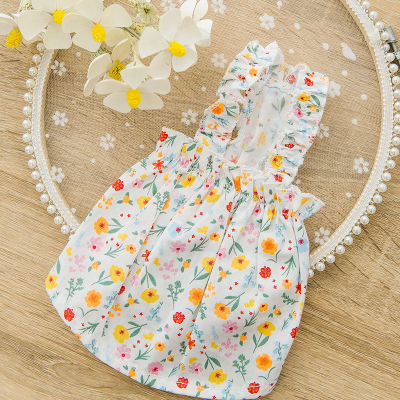 KFX-3697853 Floral Cotton Cat Halter Vest Skirt - Princess Style, Multiple Sizes Available