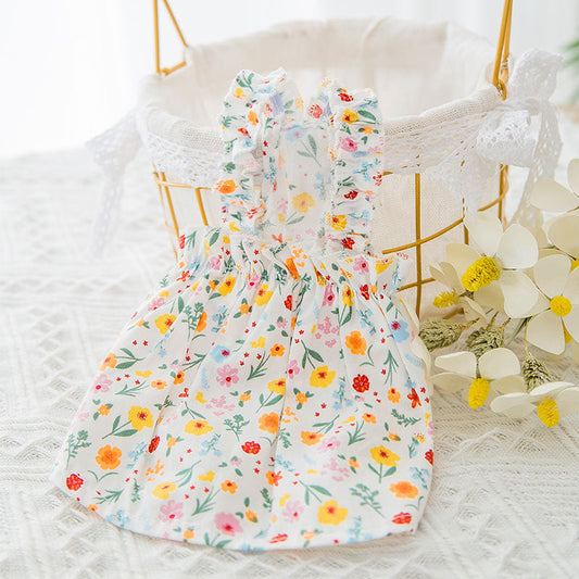 KFX-3697853 Floral Cotton Cat Halter Vest Skirt - Princess Style, Multiple Sizes Available