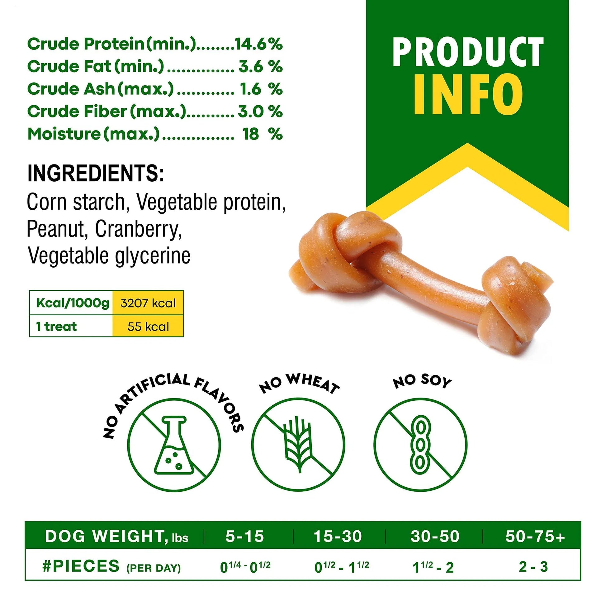 KFX-3698109 Peanut Butter Bones with Cranberry for Dogs - Rawhide-Free Chew Treats, Healthy Collagen Snacks for All Life Stages
