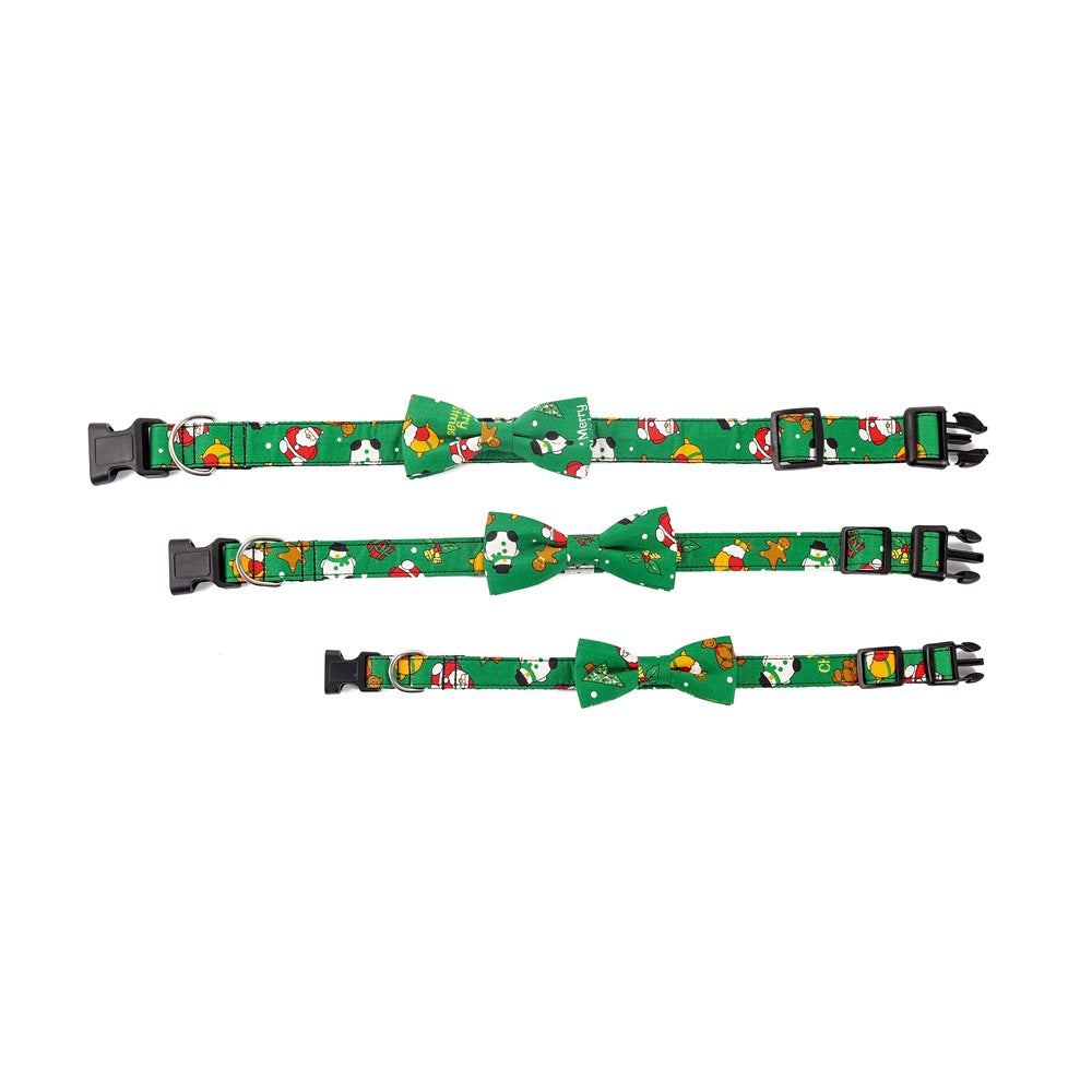 KFX-3700029 Festive Christmas Dog Collar in Red and Green, Cotton Polyester Material, Sizes S M L Available