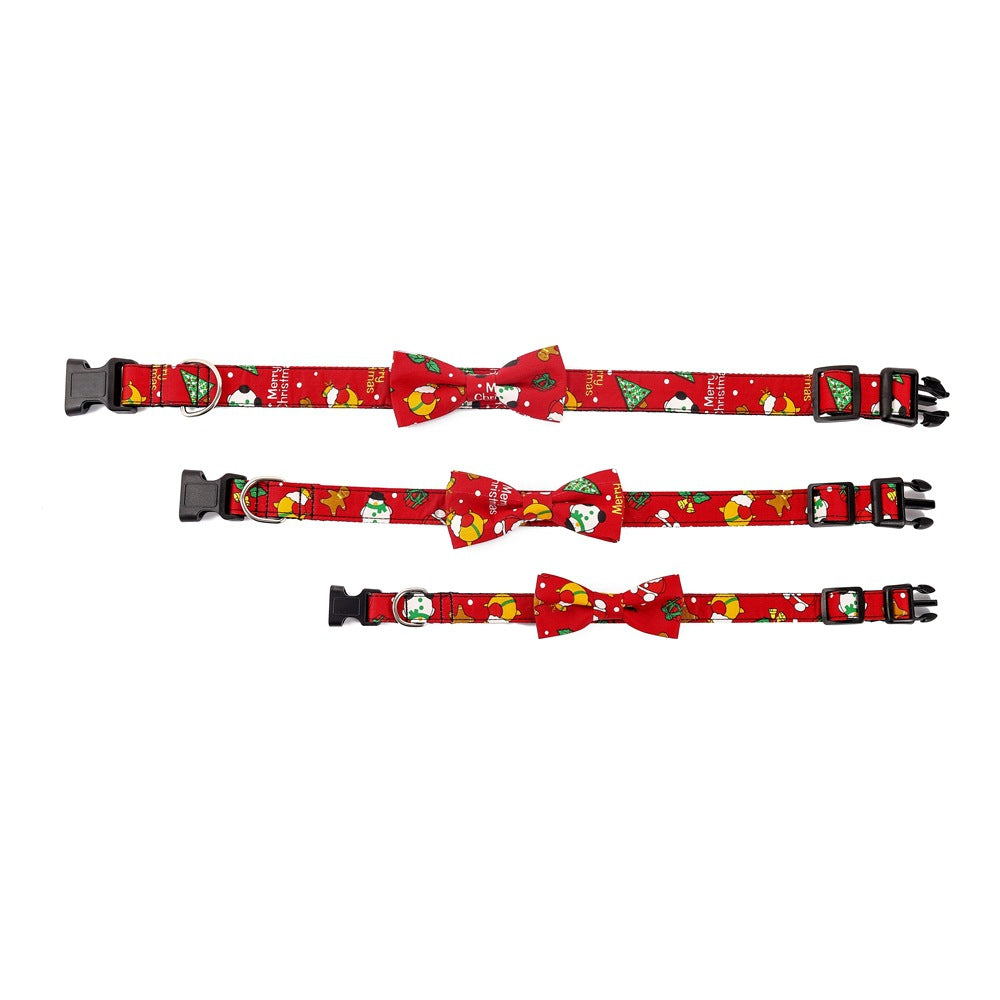 KFX-3700029 Festive Christmas Dog Collar in Red and Green, Cotton Polyester Material, Sizes S M L Available