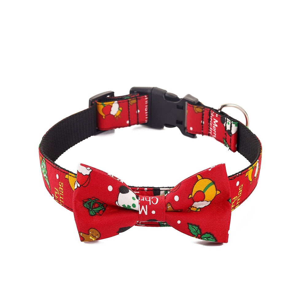 KFX-3700029 Festive Christmas Dog Collar in Red and Green, Cotton Polyester Material, Sizes S M L Available
