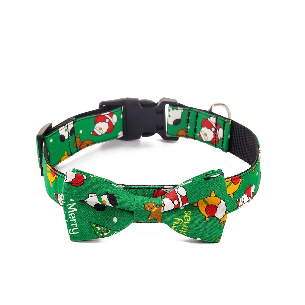 KFX-3700029 Festive Christmas Dog Collar in Red and Green, Cotton Polyester Material, Sizes S M L Available