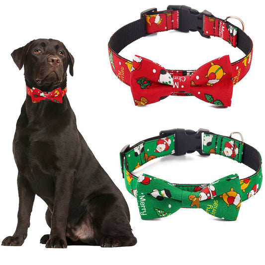 KFX-3700029 Festive Christmas Dog Collar in Red and Green, Cotton Polyester Material, Sizes S M L Available