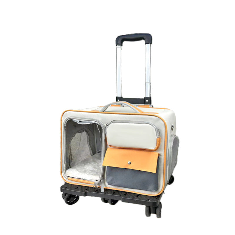 KFX-3701309 Stylish Medium Hardness Cat Backpack Trolley Bag - 32L Oxford Material