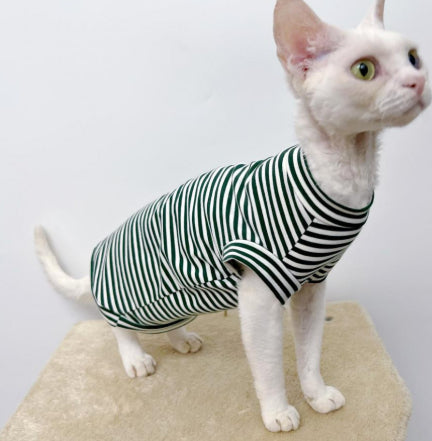KFX-3703613 Winter Stretch Fleece Vest for Pets - Warm and Cozy in Green or Black Stripes