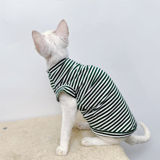 KFX-3703613 Winter Stretch Fleece Vest for Pets - Warm and Cozy in Green or Black Stripes