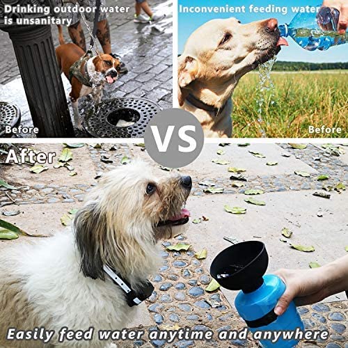 KFX-3703869 Foldable Pet Water Bottle with Integrated Bowl - BPA-Free Travel Water Dispenser for Dogs - 520ml Capacity