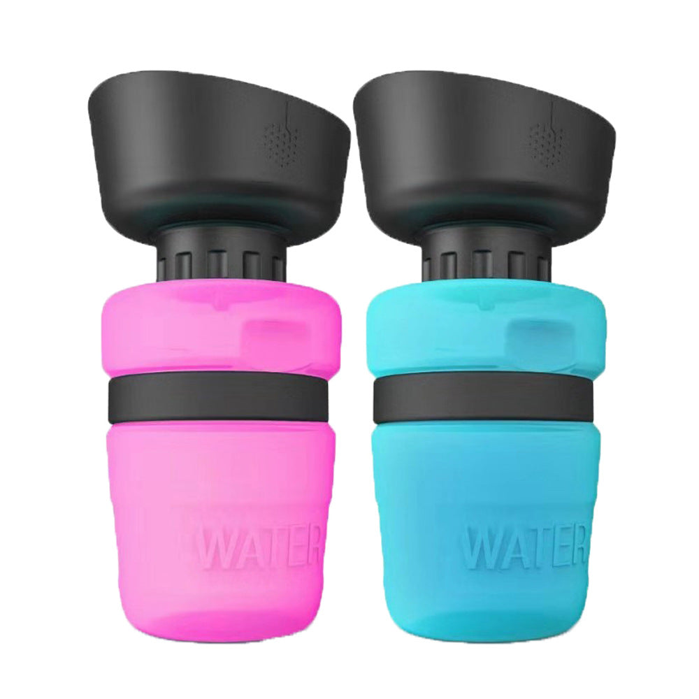 KFX-3703869 Foldable Pet Water Bottle with Integrated Bowl - BPA-Free Travel Water Dispenser for Dogs - 520ml Capacity
