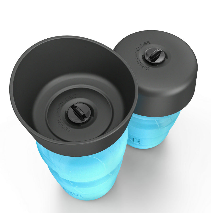 KFX-3703869 Foldable Pet Water Bottle with Integrated Bowl - BPA-Free Travel Water Dispenser for Dogs - 520ml Capacity
