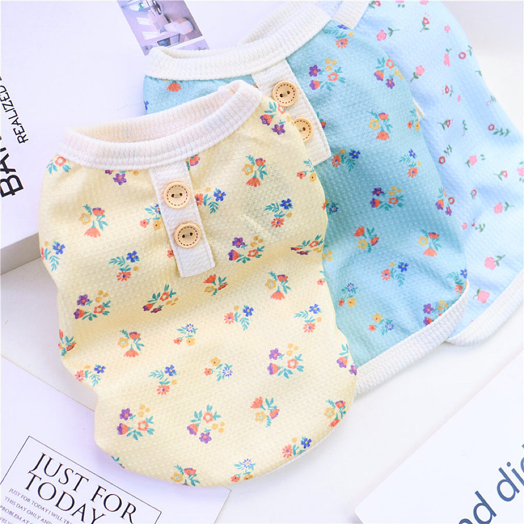 KFX-3704637 Summer Four-Legged Dog Pajamas in Yellow, Green, Sky Blue - Casual Pet Clothing for Comfort and Style