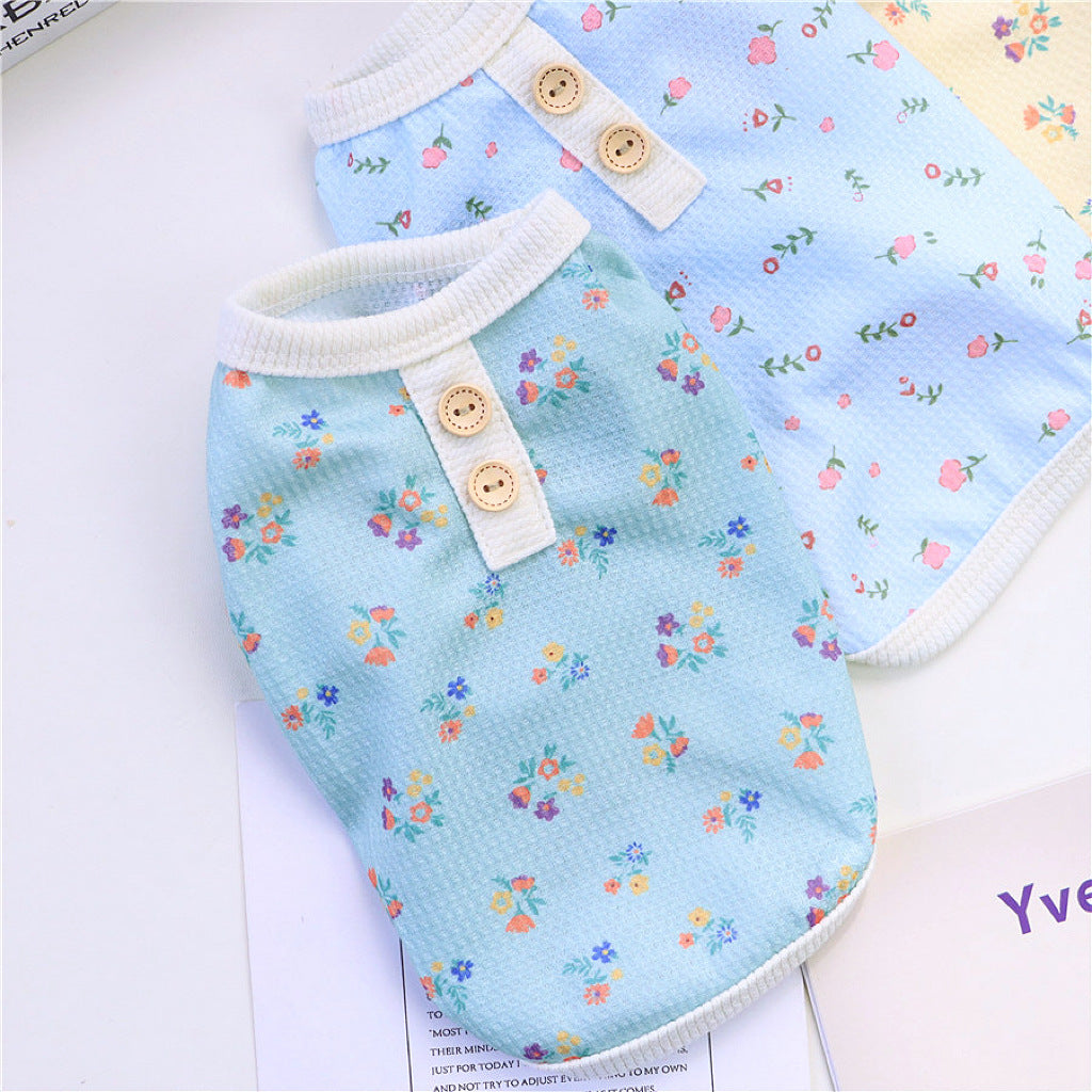 KFX-3704637 Summer Four-Legged Dog Pajamas in Yellow, Green, Sky Blue - Casual Pet Clothing for Comfort and Style