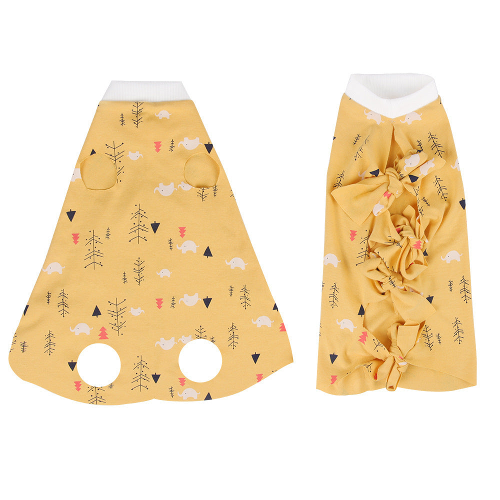 KFX-3705405 Cat Sterilization Suit - Anti-Licking and Breathable Cotton Clothing in Yellow, Pink, and Blue Sizes S, M, L