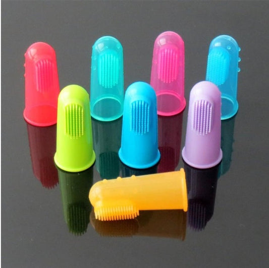 KFX-3705661 Super Soft Silica Gel Finger Toothbrush for Cats and Dogs