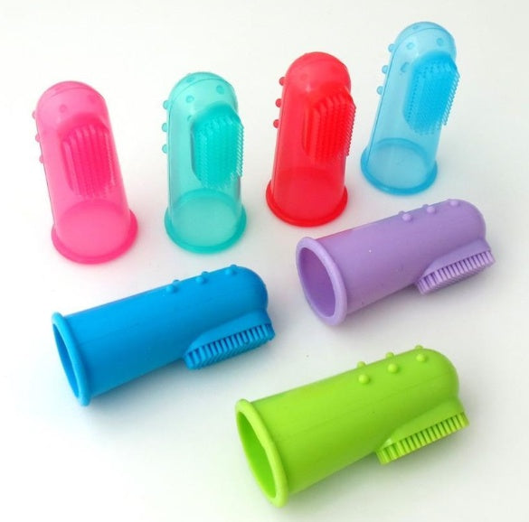 KFX-3705661 Super Soft Silica Gel Finger Toothbrush for Cats and Dogs