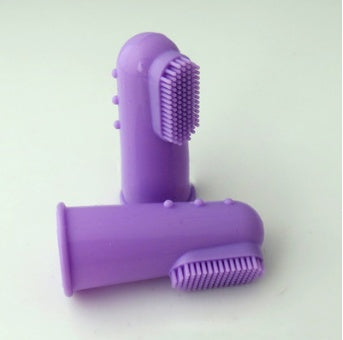KFX-3705661 Super Soft Silica Gel Finger Toothbrush for Cats and Dogs
