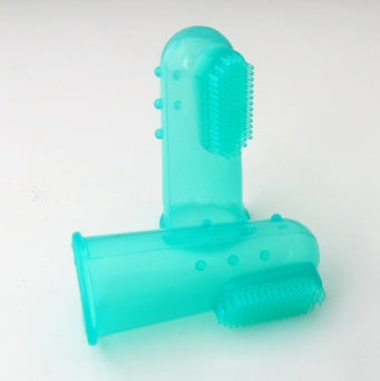KFX-3705661 Super Soft Silica Gel Finger Toothbrush for Cats and Dogs