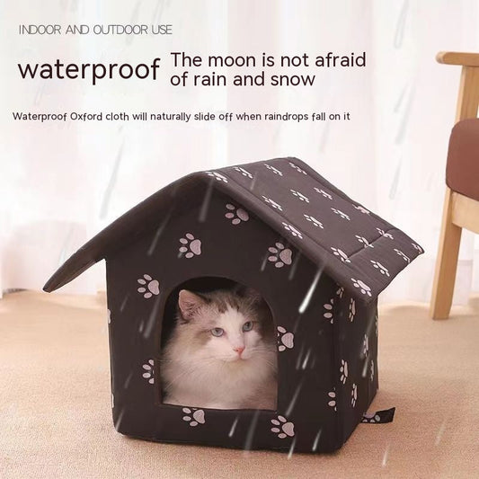 KFX-3707837 Removable and Washable Rain-Proof Cat Nest for Winter with Windproof Design
