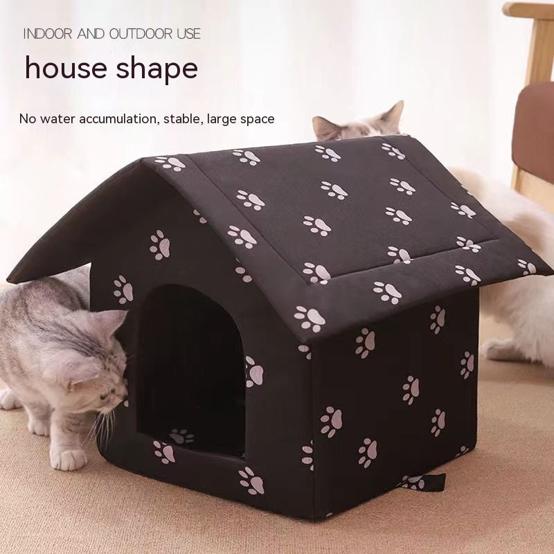 KFX-3707837 Removable and Washable Rain-Proof Cat Nest for Winter with Windproof Design