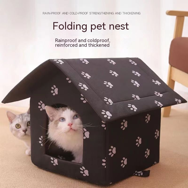 KFX-3707837 Removable and Washable Rain-Proof Cat Nest for Winter with Windproof Design