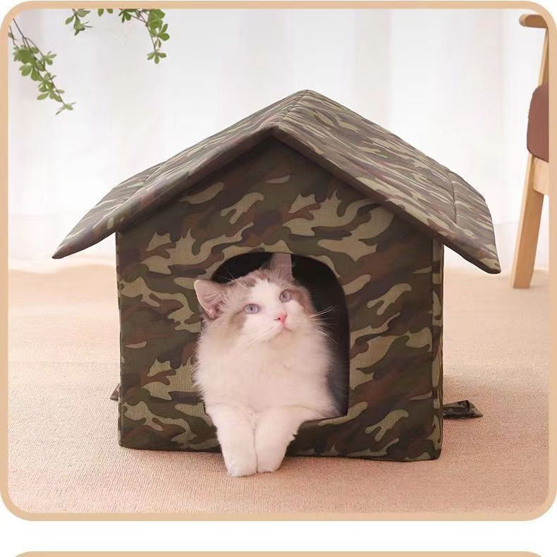 KFX-3707837 Removable and Washable Rain-Proof Cat Nest for Winter with Windproof Design