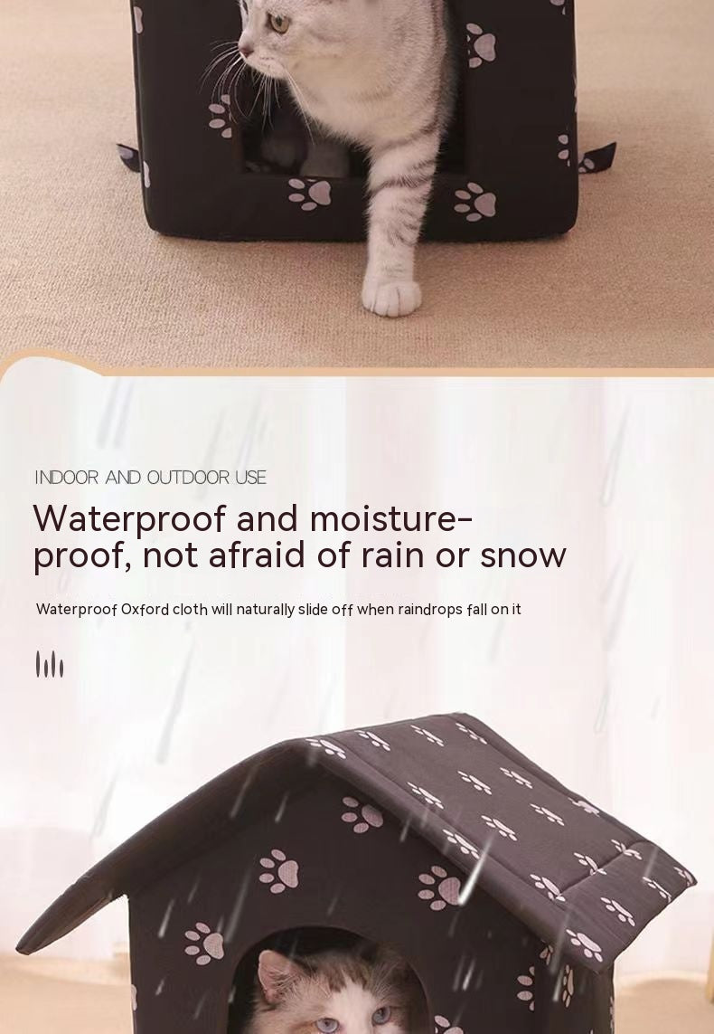 KFX-3707837 Removable and Washable Rain-Proof Cat Nest for Winter with Windproof Design