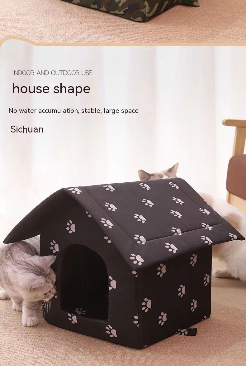 KFX-3707837 Removable and Washable Rain-Proof Cat Nest for Winter with Windproof Design
