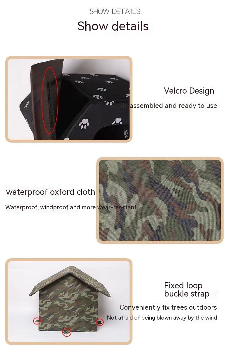 KFX-3707837 Removable and Washable Rain-Proof Cat Nest for Winter with Windproof Design