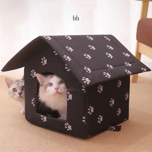 KFX-3707837 Removable and Washable Rain-Proof Cat Nest for Winter with Windproof Design