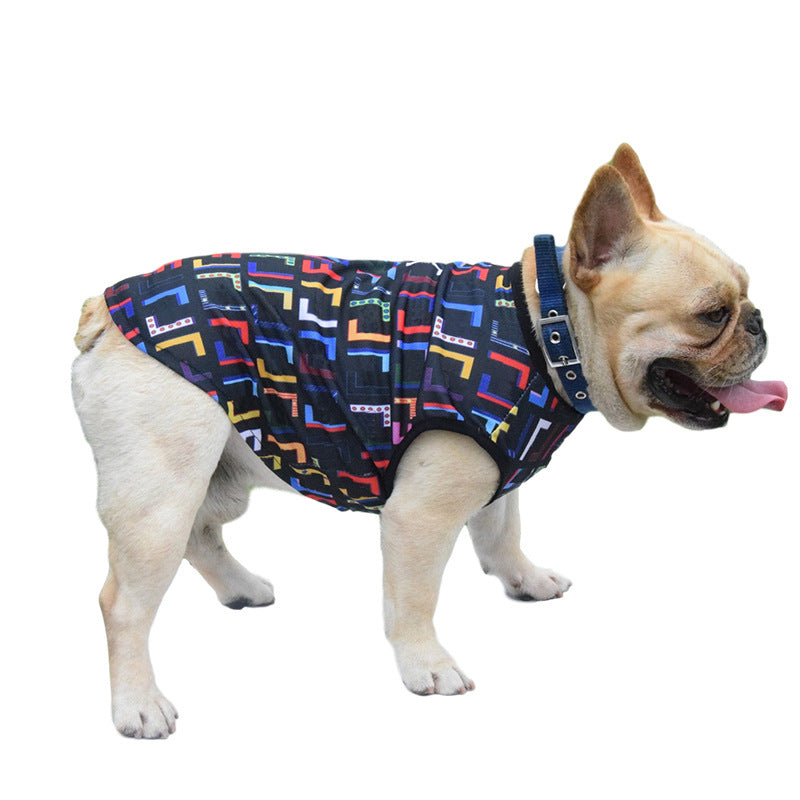 KFX-3708349 Full Print Dog Vest Pet Suit - Lightweight Polyester, Sizes XS to 3XL, Black and White Design