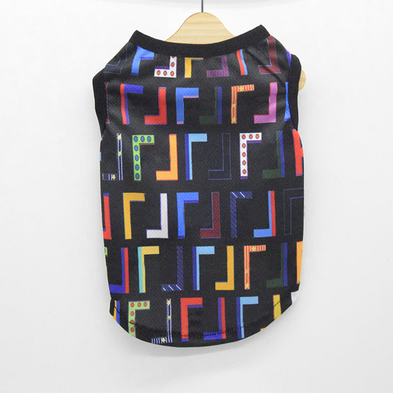 KFX-3708349 Full Print Dog Vest Pet Suit - Lightweight Polyester, Sizes XS to 3XL, Black and White Design