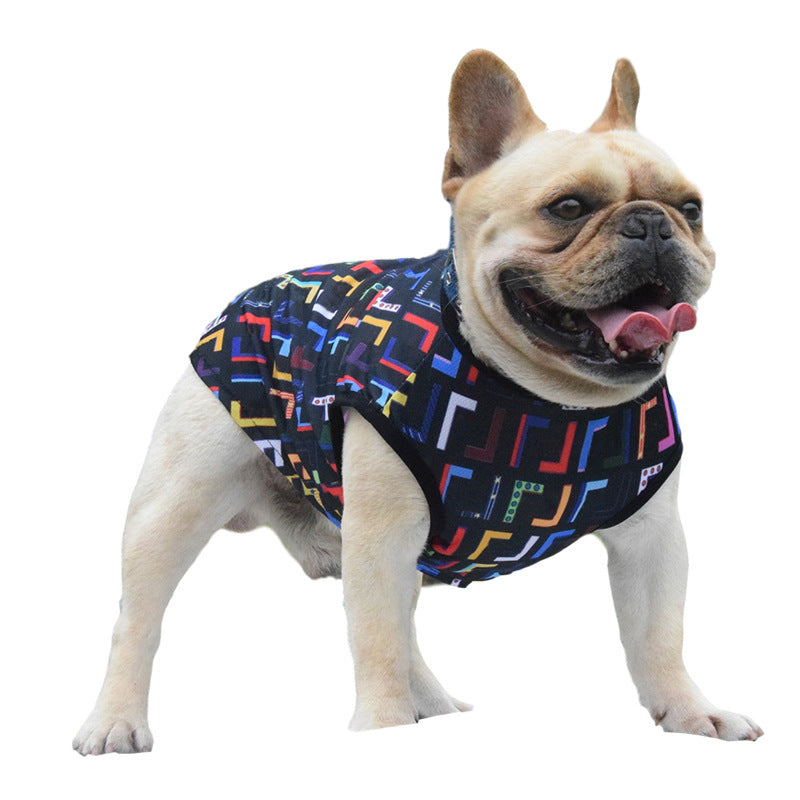 KFX-3708349 Full Print Dog Vest Pet Suit - Lightweight Polyester, Sizes XS to 3XL, Black and White Design