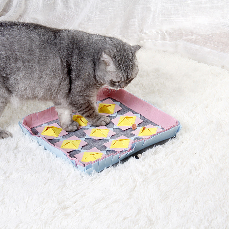 KFX-3708605 Sniffing Mat for Dogs - Skin and Gray Non-Woven Fabric - 33x33x4 cm