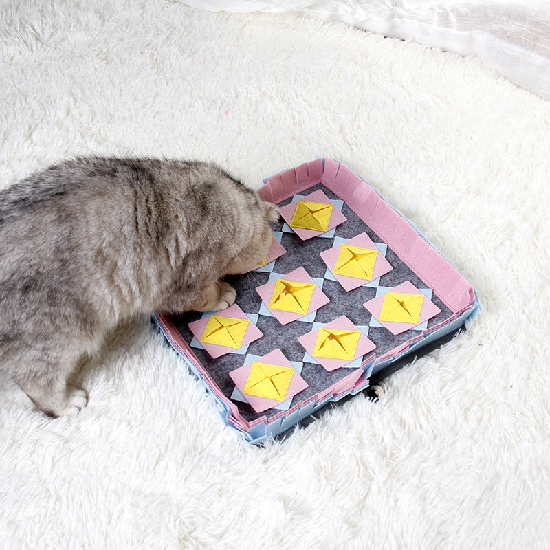 KFX-3708605 Sniffing Mat for Dogs - Skin and Gray Non-Woven Fabric - 33x33x4 cm