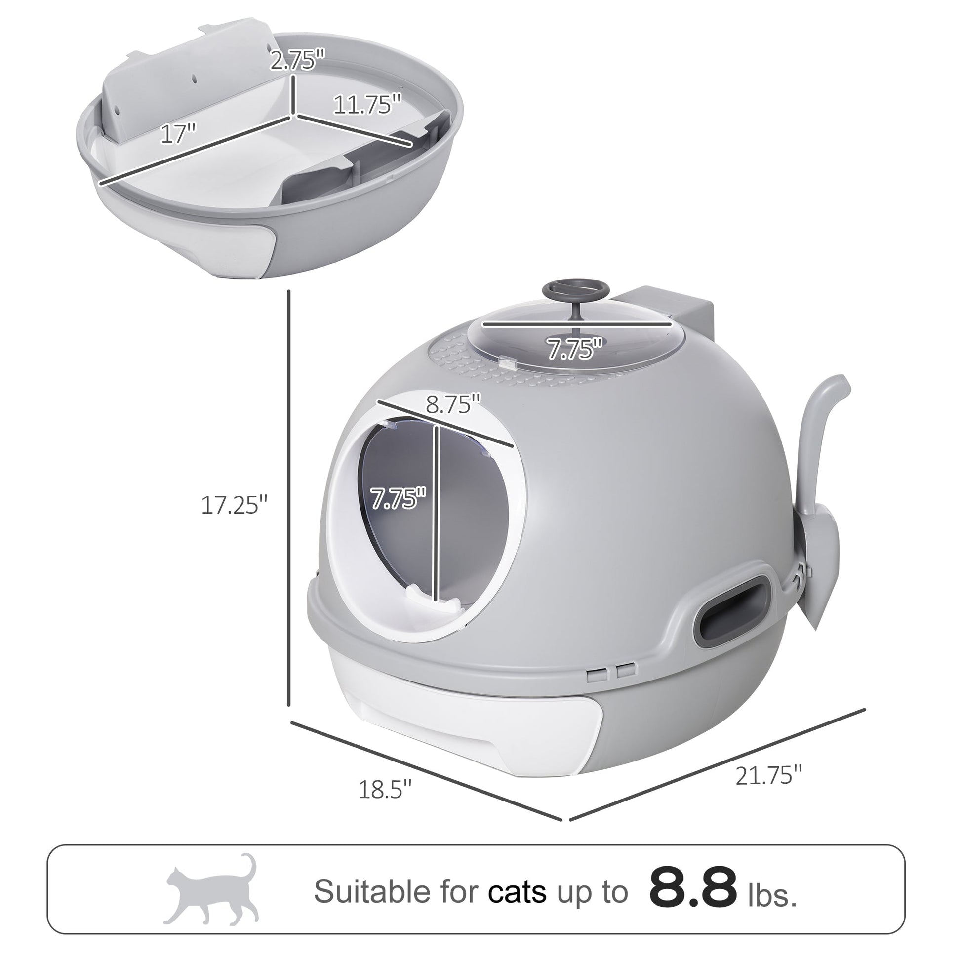 KFX-3709245 Stylish Cat Litter Box with Lid and Skylight for Easy Access and Cleaning