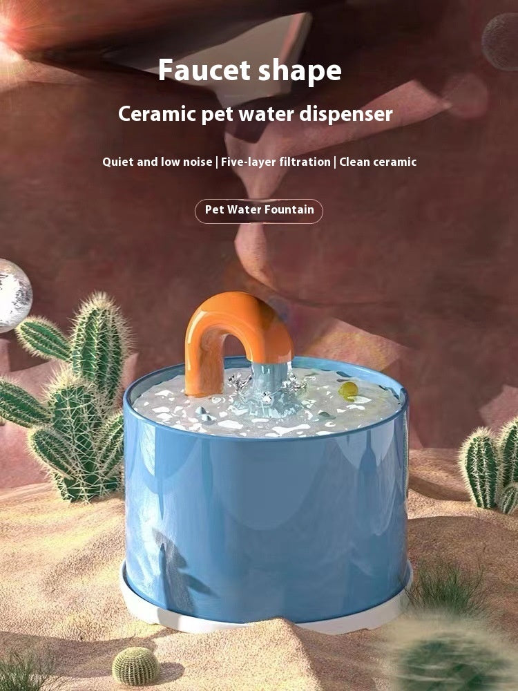 KFX-3709629 Ceramic Cat Water Dispenser with Automatic Circulating Faucet - Multiple Color Options Available