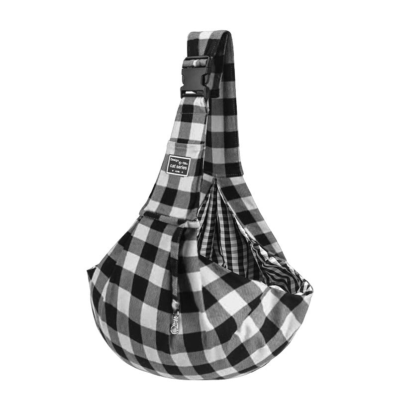 KFX-3710013 Red and Black Plaid Adjustable Shoulder Bag with Buckle Closure