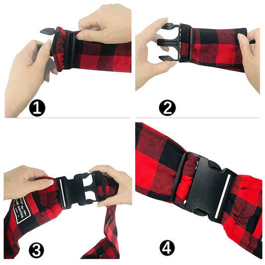 KFX-3710013 Red and Black Plaid Adjustable Shoulder Bag with Buckle Closure