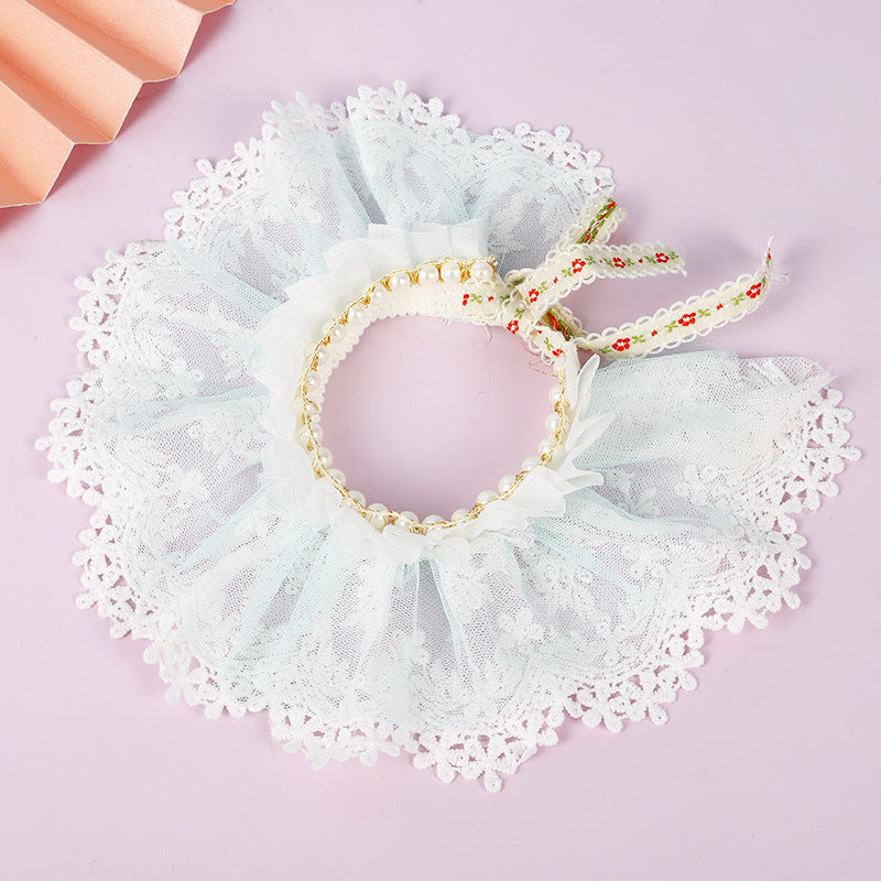 KFX-3711549 Princess Style Lace Scarf Collar for Cats - Pink, Light Blue, Beige, Four Seasons