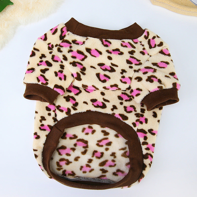 KFX-3711933 Fluffy Bullfighting Jacket for Dogs - Casual Winter Clothing in Light Brown, Pink, Dark Coffee, and Cow Patterns