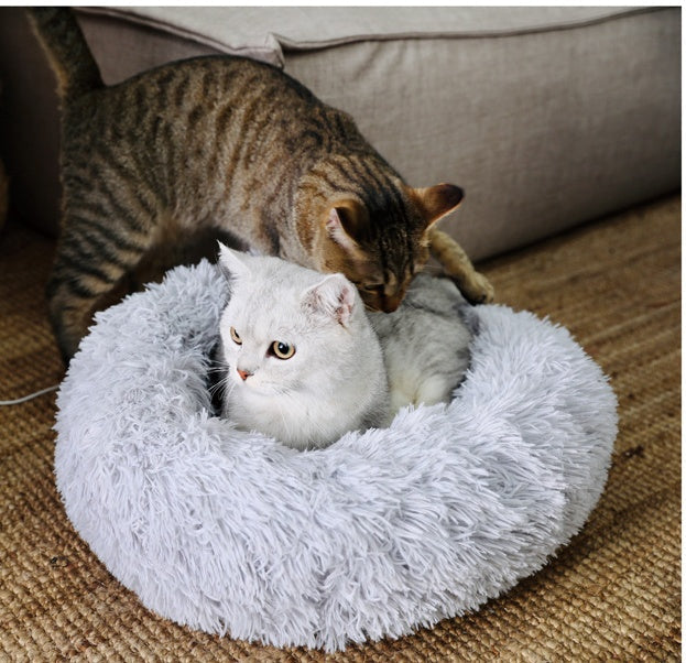 KFX-3713597 Cozy Cotton Cat Nest Cushion for Winter Comfort - 50x50 cm in Light Grey