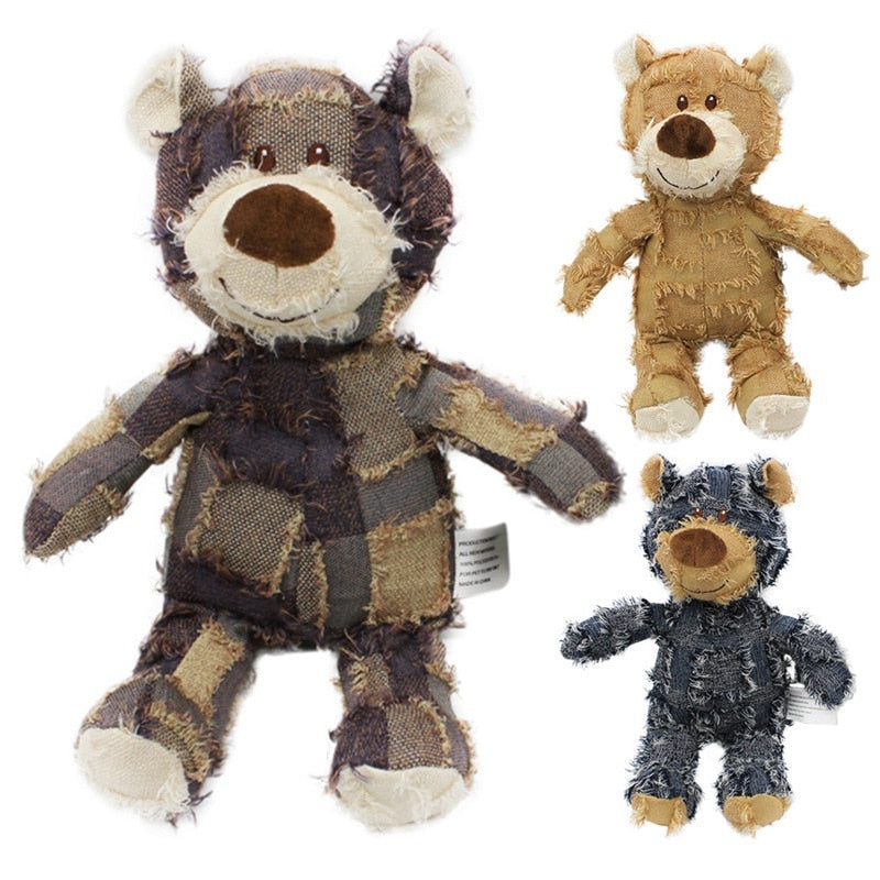 KFX-3714365 Plush Bear Squeaky Dog Toy - Interactive Chew Toy for Dogs and Cats