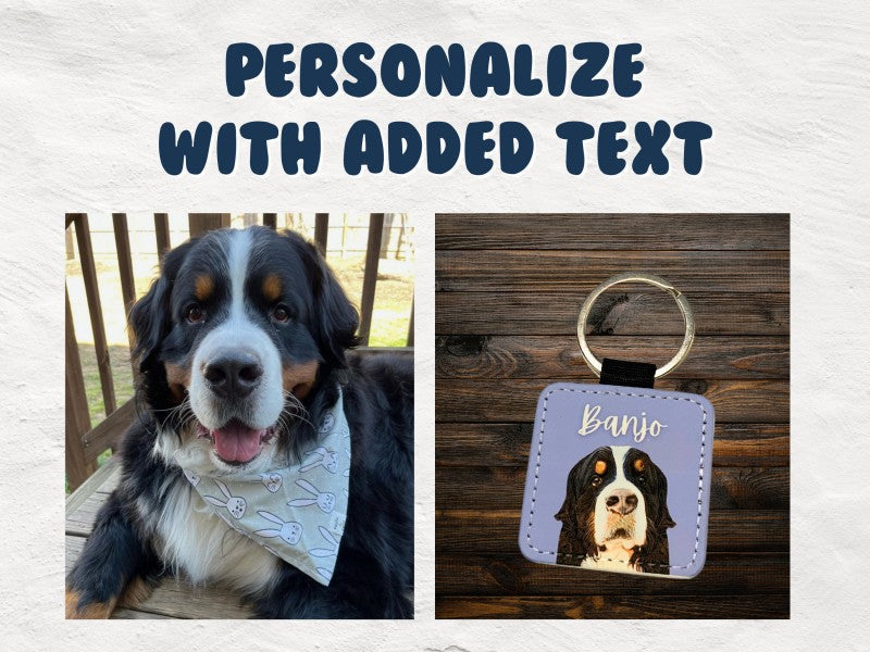 KFX-3715389 Personalized Cowhide Keychain with Custom Pet Photo Pendant