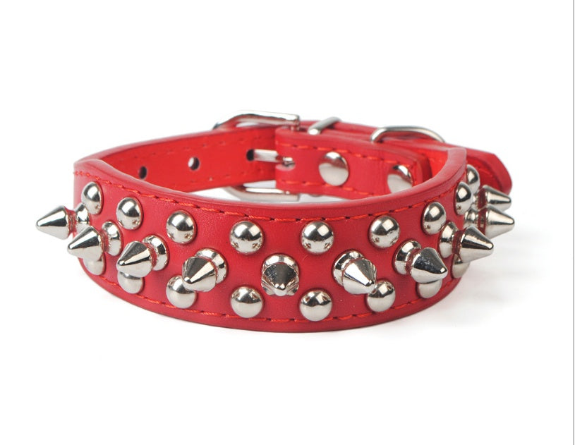 KFX-3715517 Stylish PU Leather Dog Collar with Durable Canvas Lining and Zinc Alloy Accents