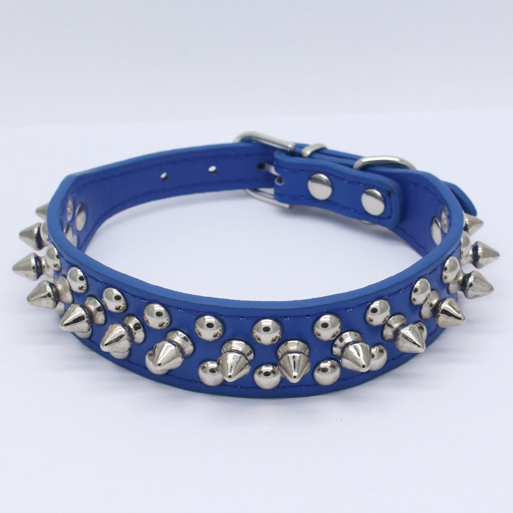 KFX-3715517 Stylish PU Leather Dog Collar with Durable Canvas Lining and Zinc Alloy Accents