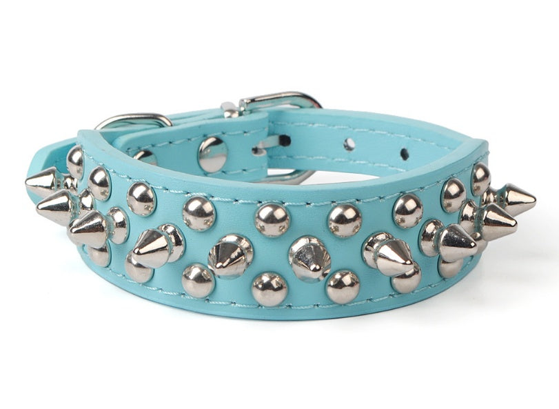 KFX-3715517 Stylish PU Leather Dog Collar with Durable Canvas Lining and Zinc Alloy Accents