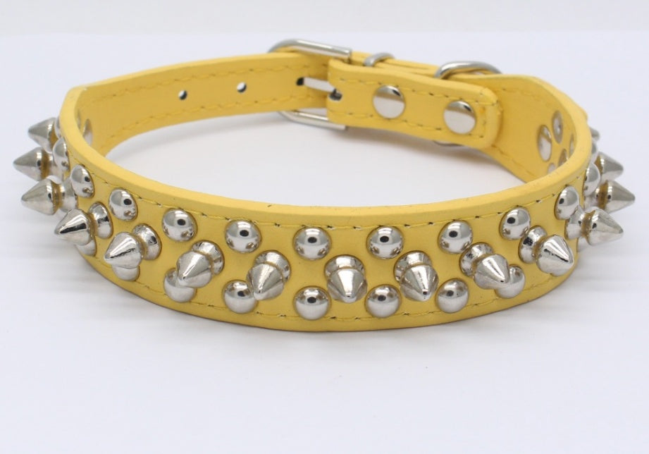 KFX-3715517 Stylish PU Leather Dog Collar with Durable Canvas Lining and Zinc Alloy Accents