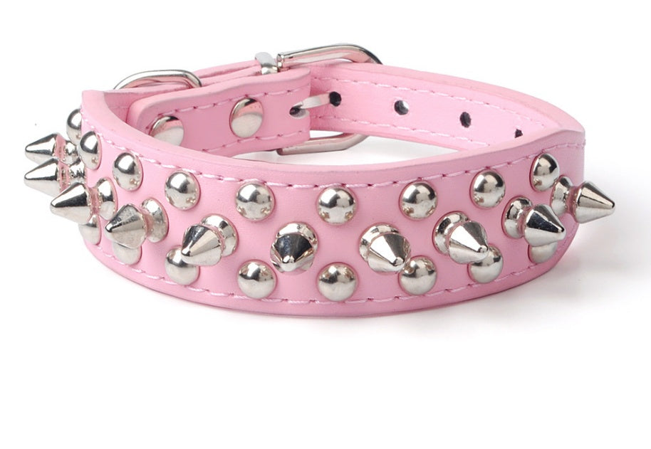 KFX-3715517 Stylish PU Leather Dog Collar with Durable Canvas Lining and Zinc Alloy Accents