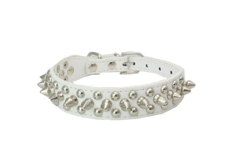 KFX-3715517 Stylish PU Leather Dog Collar with Durable Canvas Lining and Zinc Alloy Accents